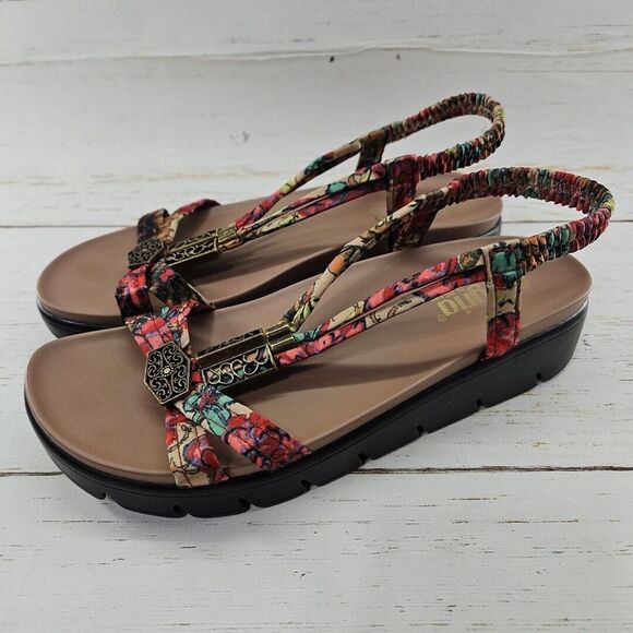 Alegria PG Lite ROZ‎ Get Away EU 39 US 9 Strappy Tan Floral Slingback Sandals - Picture 1 of 11
